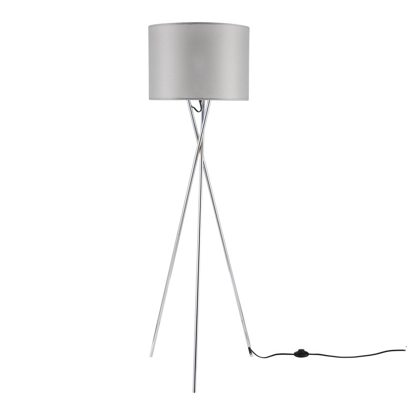 Burwell 62'' Tripod Floor Lamp, Chrome Plate, Mesh
