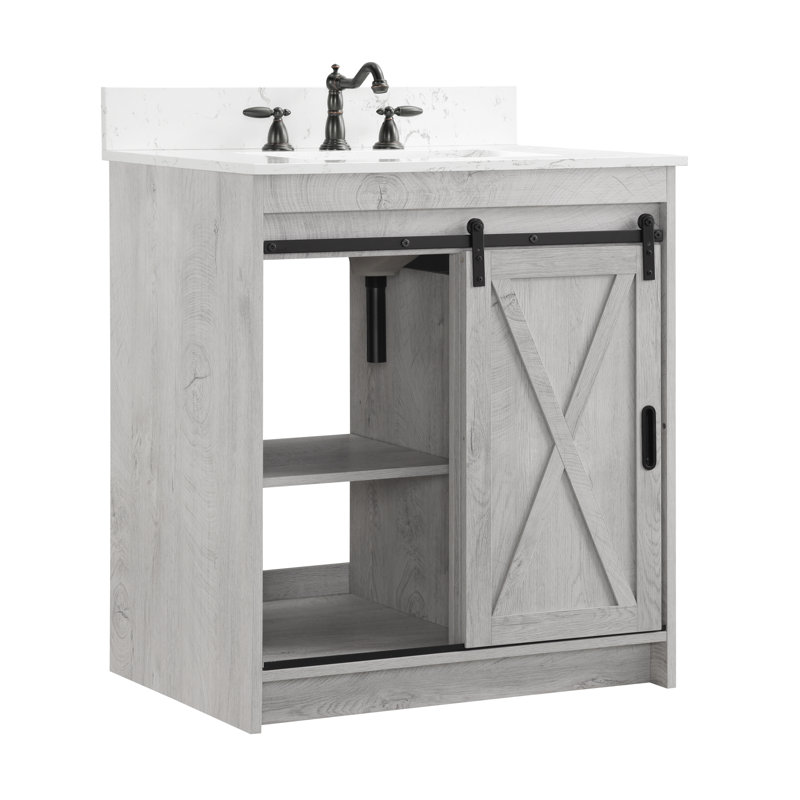 Ensemble de meuble-lavabo simple 30 po Jillian, Blanc délavé