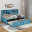 Lit de jour simple en métal avec couchette, ports USB et tablettes de rangement-114355582