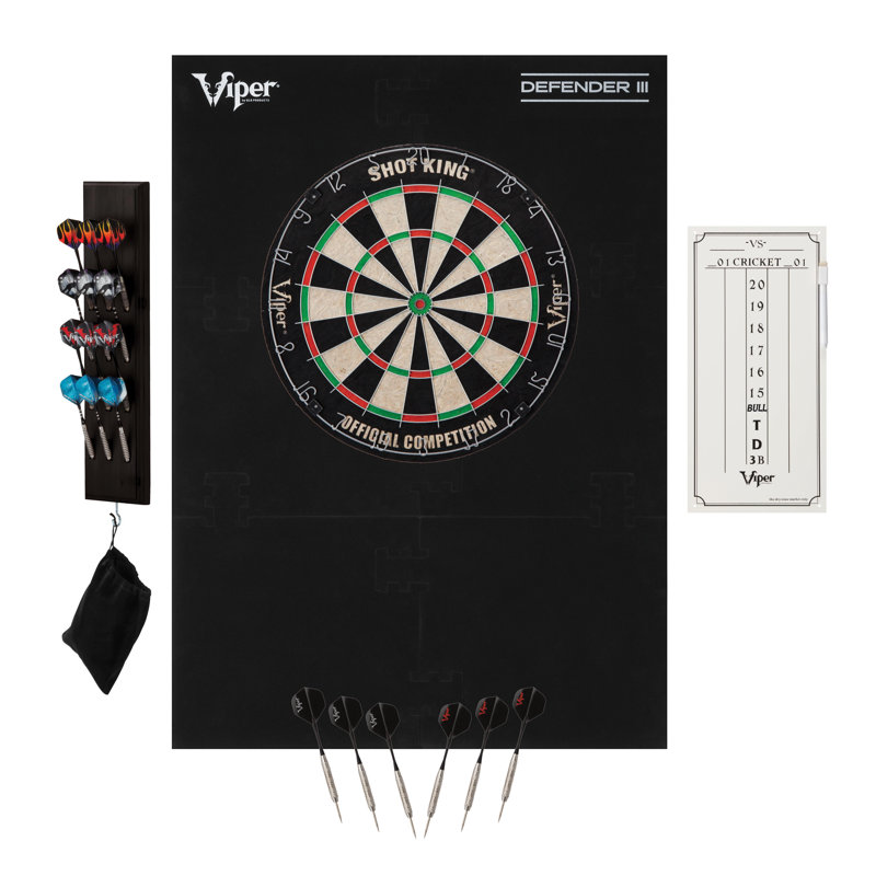 Jeu de fléchettes Viper Shot King, Wall Defender III, tableau de pointage effaçable à sec et panier de fléchettes noir