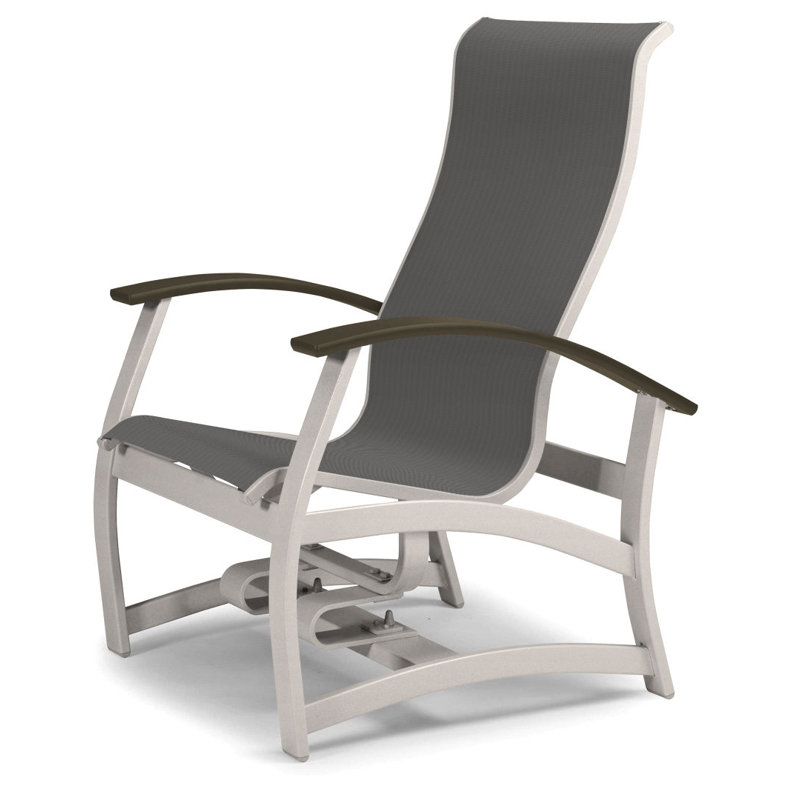 Askar Swivel Powder Coated Aluminum Outdoor Lounge Chair, Textured Snow, Titanium Sunbrella®, Beachwood P40