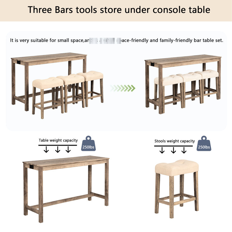 Table de bar et chaise en bois de mousse souple, finition imitation bois brun, Brun, Beige/brun