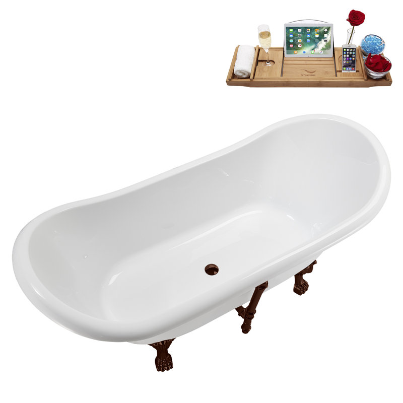 71" Streamline Clawfoot Tub,Tray,Drain and Clawfeet, Oil Bronze, Matte Oil Rubbed Bronze