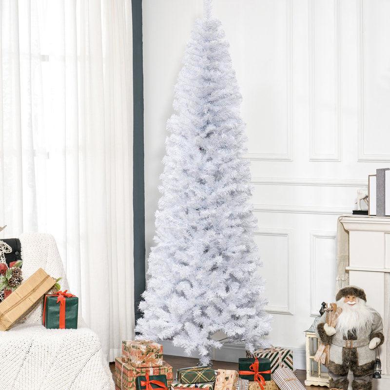7ft Artificial Christmas Tree Slim, 818 Tips, White Magnificent Tree, Tips