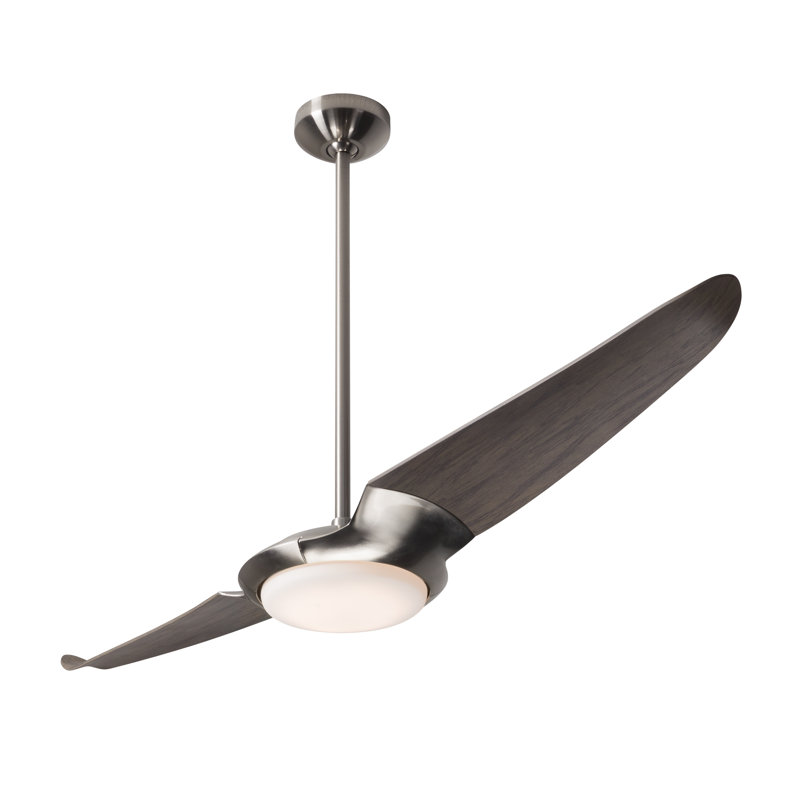 IC Air 56'' Ceiling Fan with LED Lights, Whitewash, Wall Control, Bright Nickel