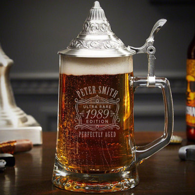 Juliahna 16oz. Personalized German Beer Stein - Oktoberfest Stein with Pewter Lid