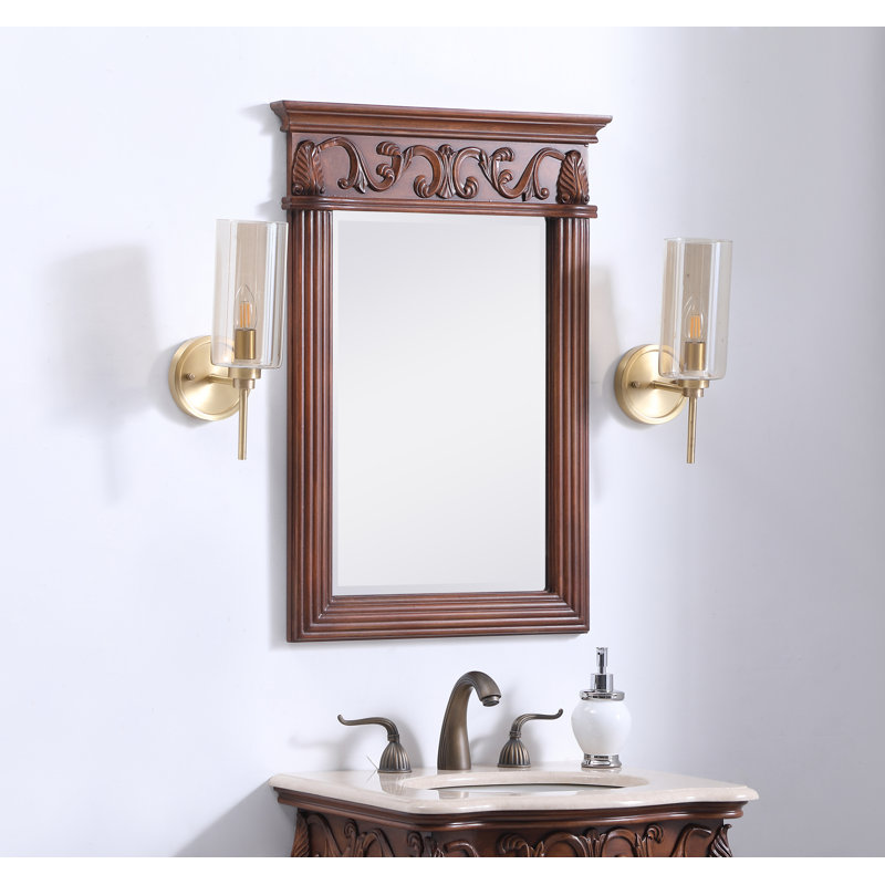 Miroir de salle de bain Aurillon, H 30 po x l 21 po, Teck