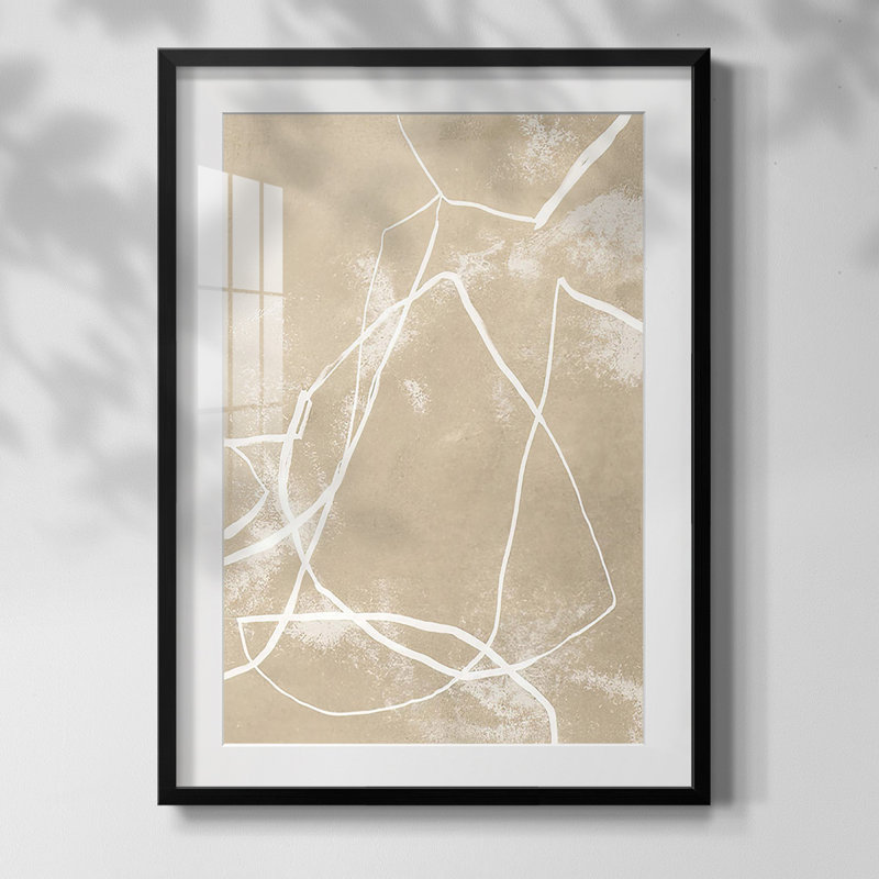 Fil neutre I, Blanc, Papier avec cadre noir