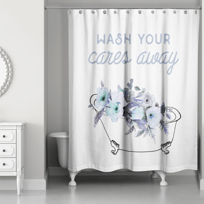 Rideau de douche simple Warrenup, Bleu