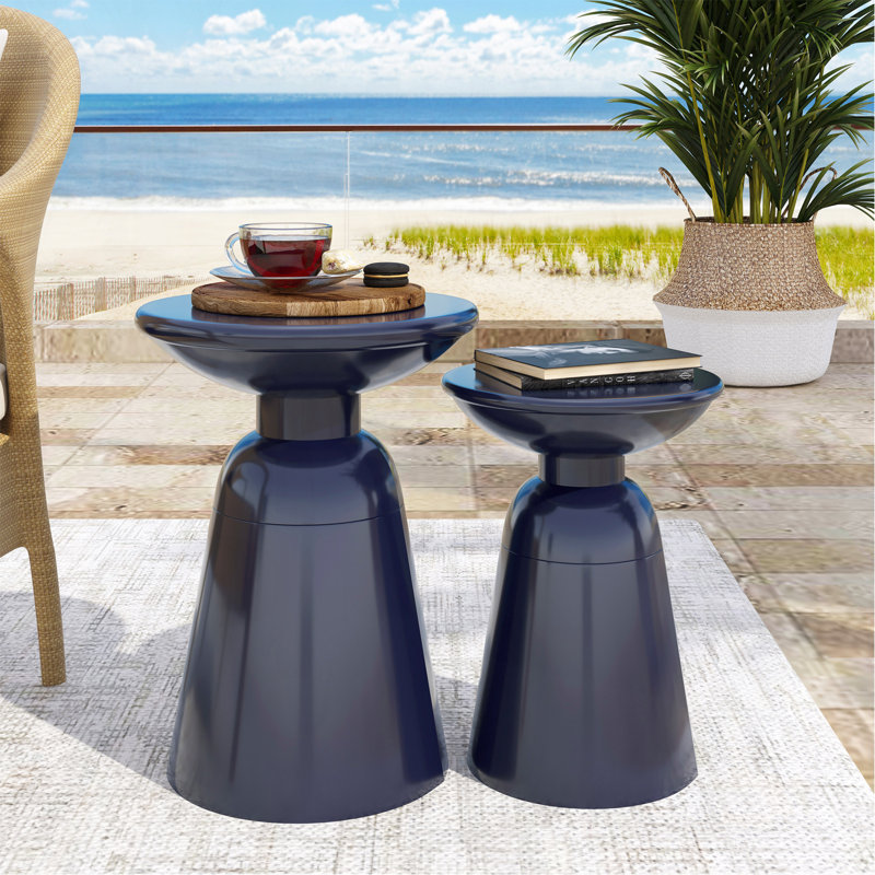 Ensemble de 2 tables d'appoint en fer Serenita, Marine