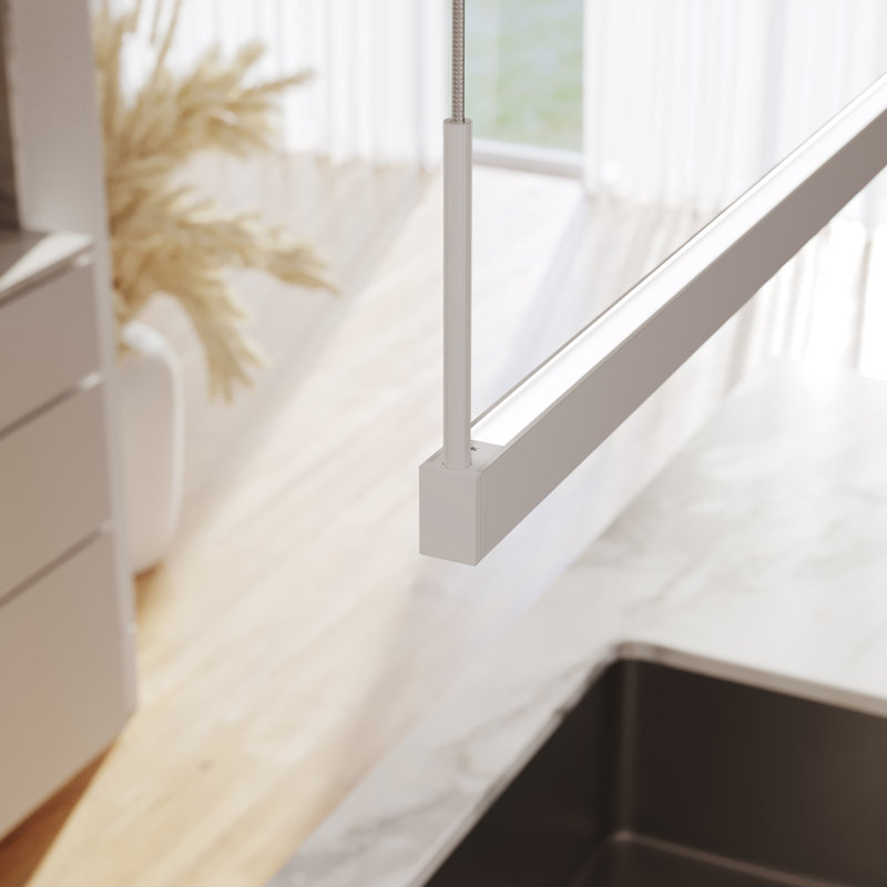 Thin-Line 2 - Light LED Kitchen Island Pendant, Satin White, 3000K, 5" H x 36" W x 0.75" D