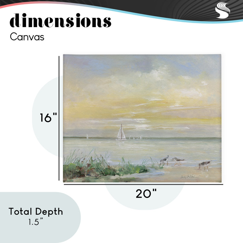 Voiliers et toile de rivage Sanderlings, design par Sally Swatland, H 16 po x l 20 po