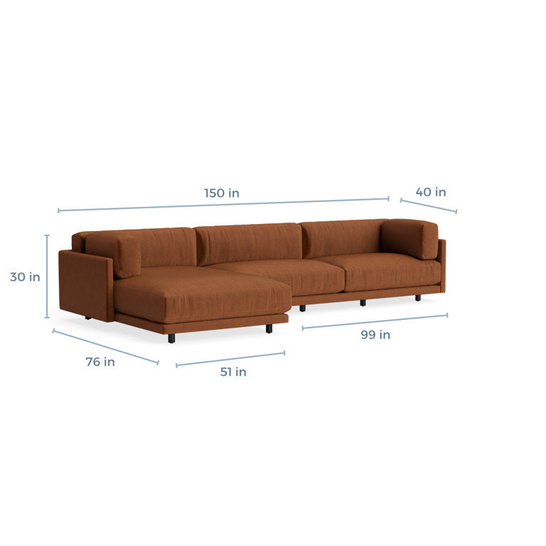 MTO - Sunday Sofa w/ Chaise, Copper Velvet, Left