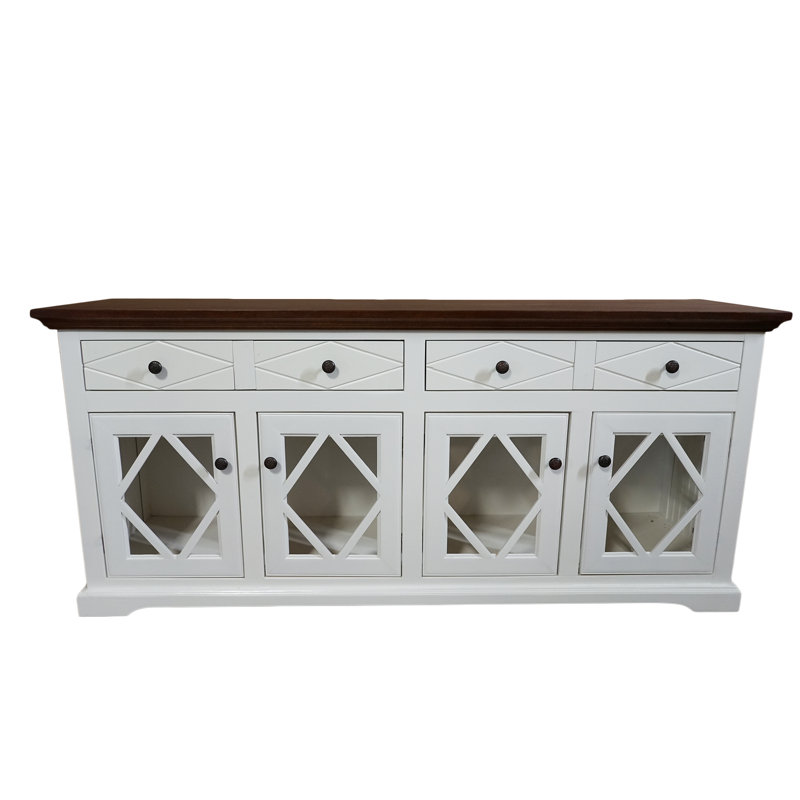 Alzahra 71'' Solid Wood Sideboard, Bright White, Concord Cherry