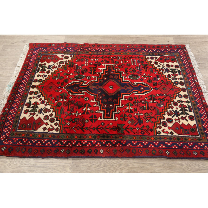 Tapis décoratif en laine noué à la main de conception unique 3 pi 5 po x 4 pi 7 po New Age