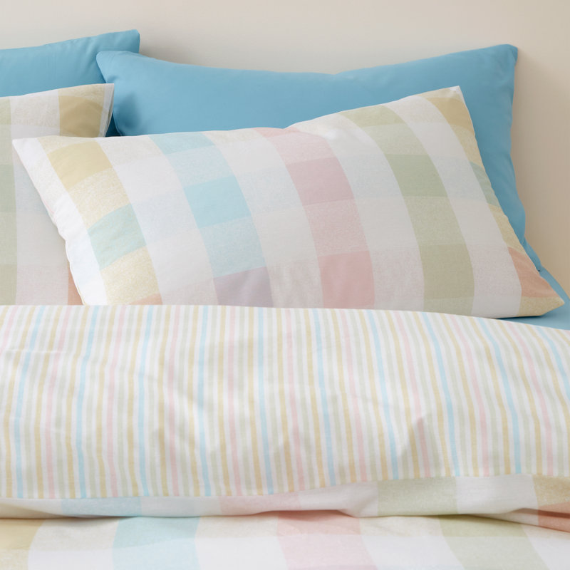 Spring Check Reversible Duvet Cover Set, Single Duvet Cover + 1 Standard Pillowcase