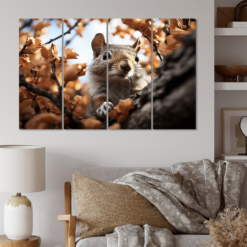 " Gray Squirrel Squirrels Antics " 4 - Pieces