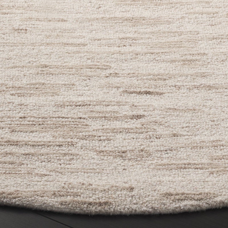 Wilridge Ebony Hand Tufted Wool/Cotton Abstract Rug in Ivory/Light Brown, Round 6'
