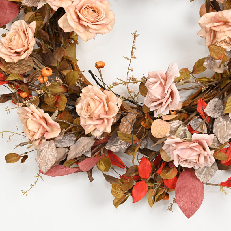 Mini couronne de fleurs artificielle 24 po 24 po