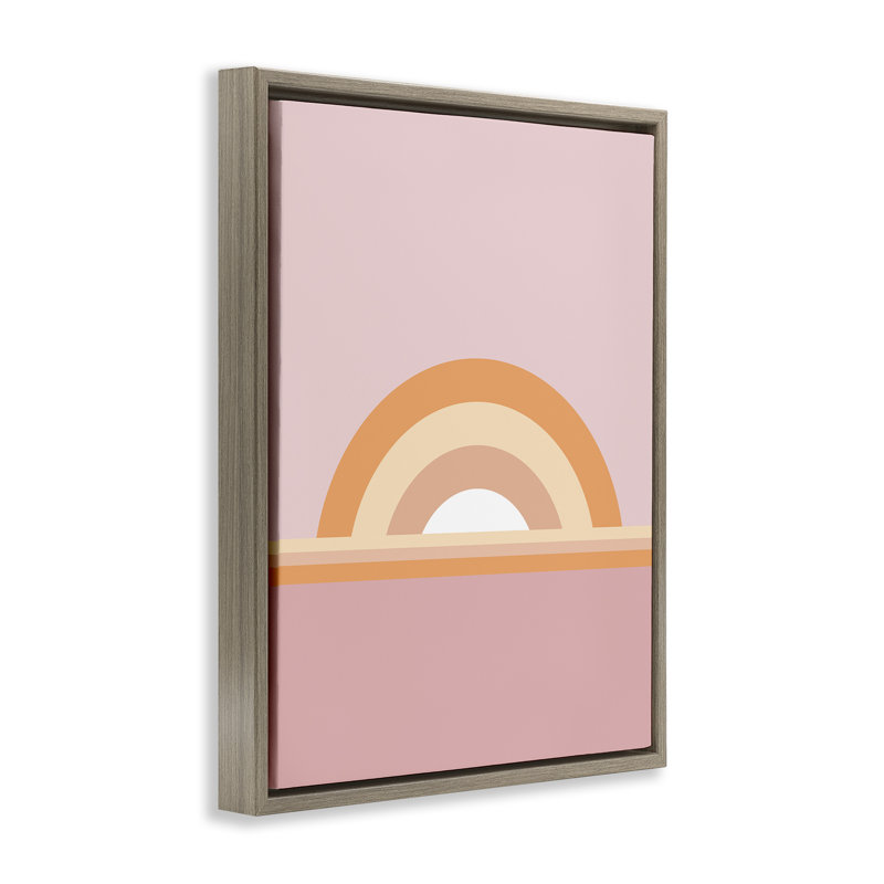 «Mauve & Orange Rainbow Floater», art mural par Dominique Vari, H 31 po x l 25 po, Cadre flottant orme Montalcino