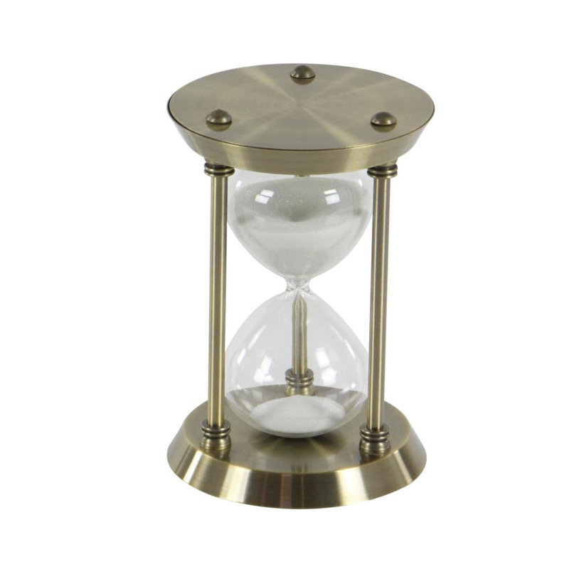 Hourglass Decorative Object, 8" H x 3" W x 56" D, Brass