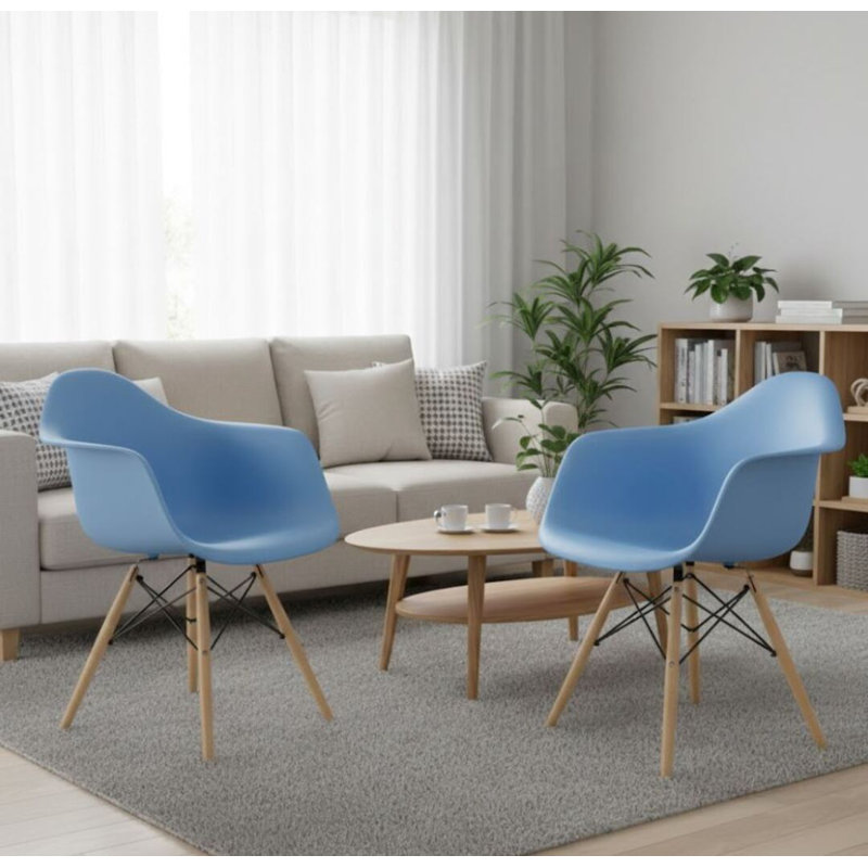 Chaise de salle à manger en plastique, Bleu