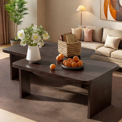 Modern Rectangle Coffee Table Set With Modular L-shape Design