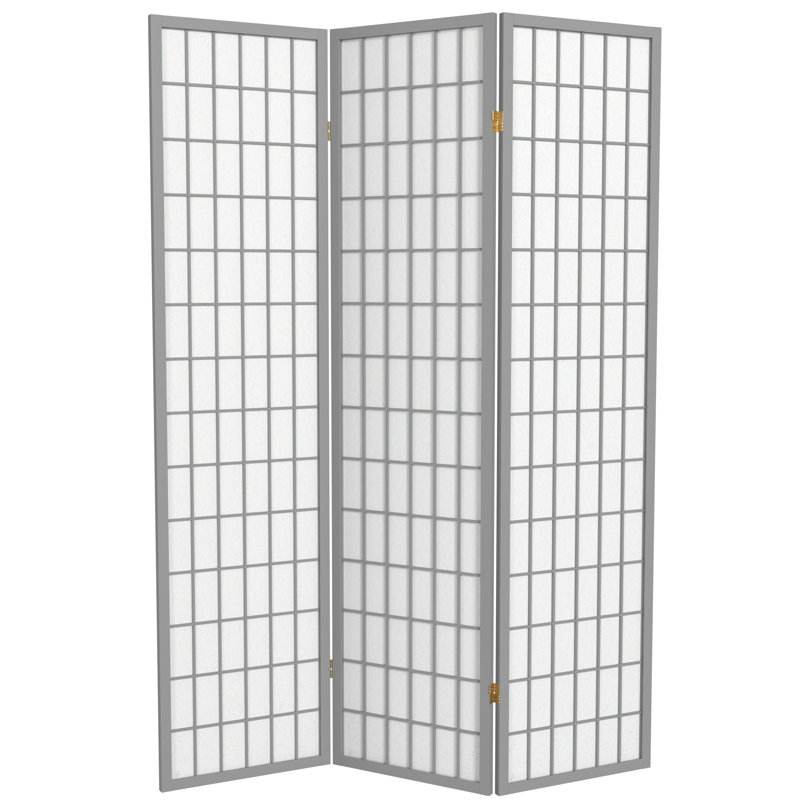 Paravent Shoji pliable Alex 70'' H, Gris, 3