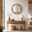 Miroir mural décoratif rond et moderne en bois d'hévéa de 72 cm (28,3 po)