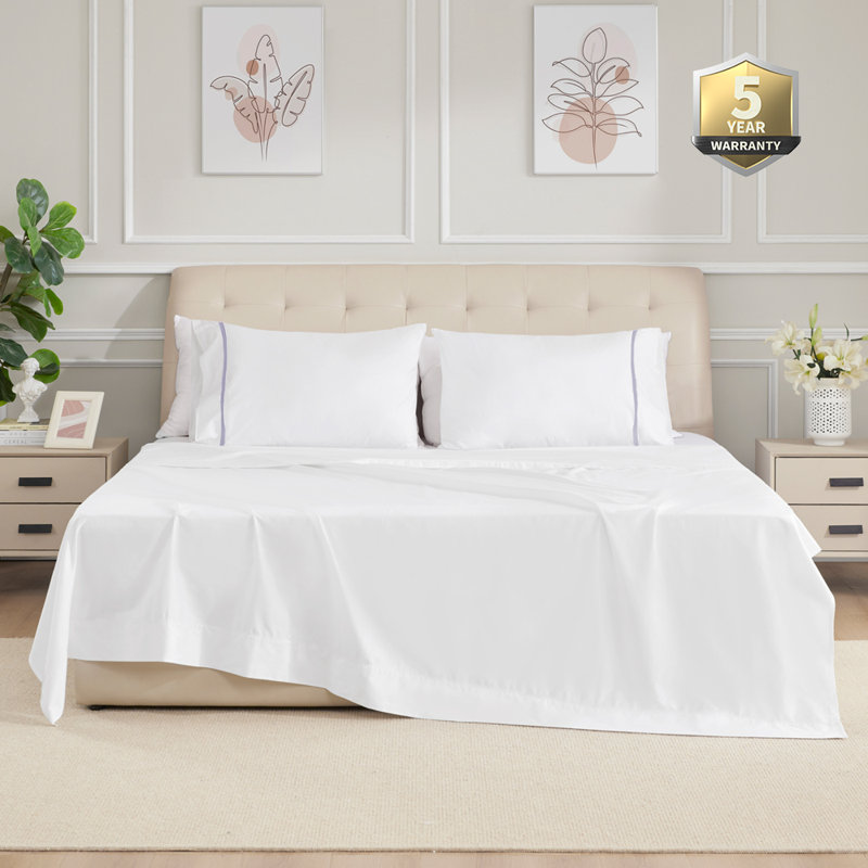 Ensemble de taies d'oreiller ouvertes 100% coton à carreaux Percale, Queen/Standard Pillowcase