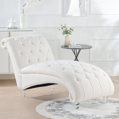 Chaise longue capitonnée sans accoudoirs avec garniture cloutée