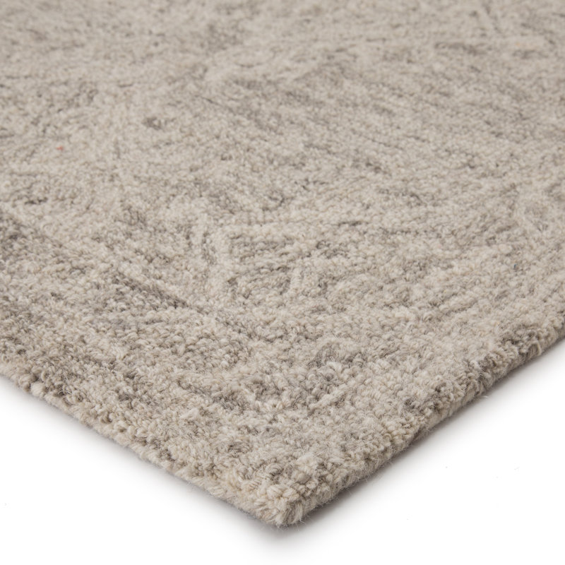 Tapis gris à motif géométrique en laine touffeté à la main picard pour l'intérieur, Rectangle 12 pi x 15 pi