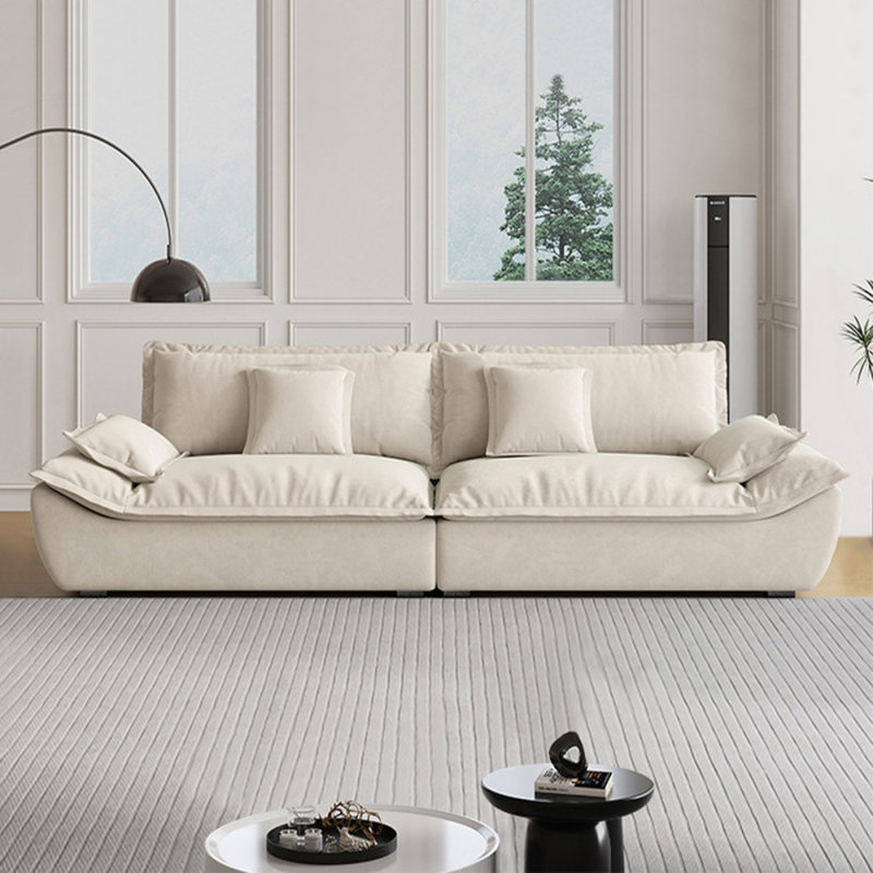 White 100% Polyester Modular Sofa cushion couch, 35.43" H x 94.49" W x 39.37" D, 3