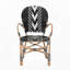 Chaise de salle à manger moderne moderne en deux tons avec tissage noir et blanc et rotin naturel