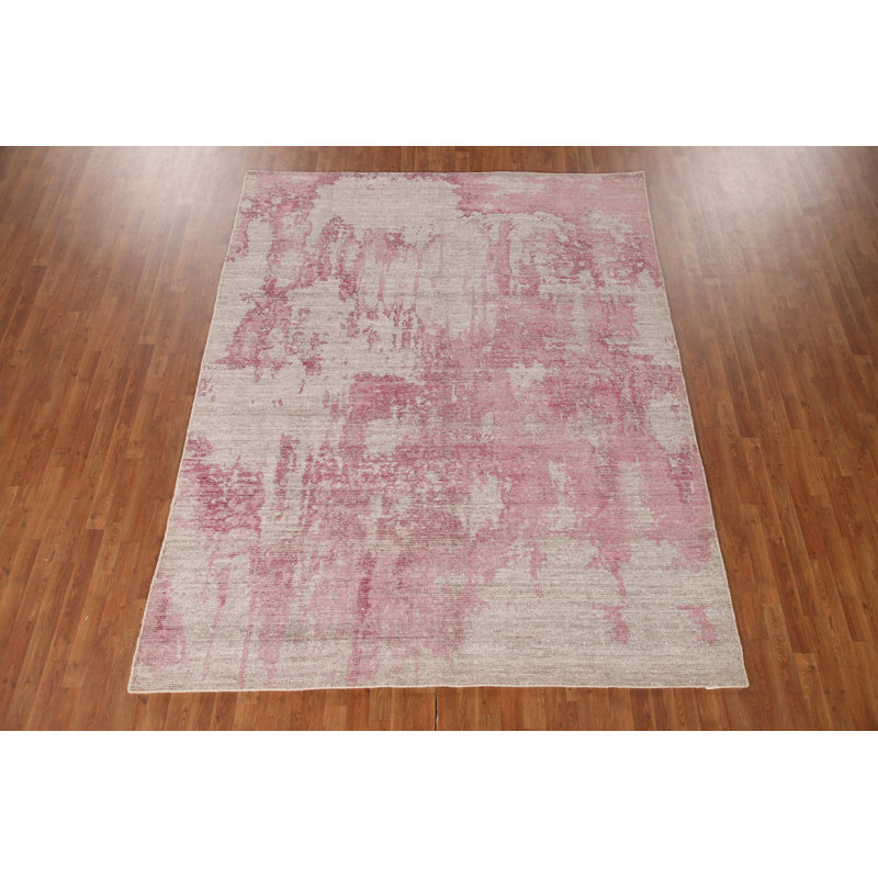 Pink Abstract Modern Area Rug 8x10