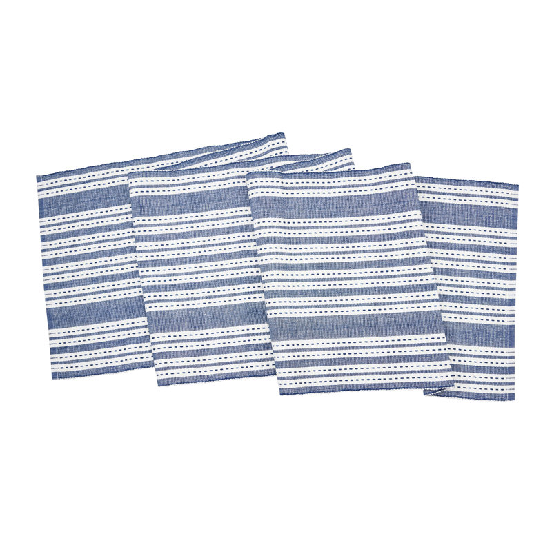 Warner No Pattern Cotton Table Runner, Blue