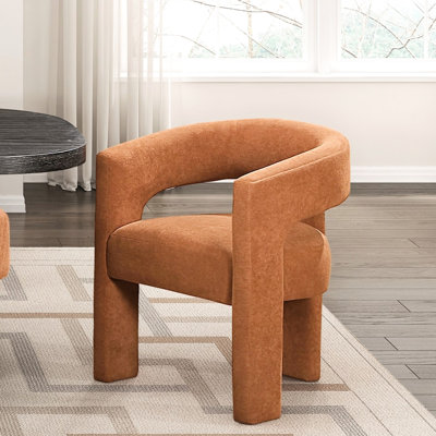Chaises d'appoint contemporaines orange de 2 avec revêtement bouclé confortable pour la salle à manger, structure en contreplaqué, poids de 250 lb, 24 po x 23 po x H 29,5 po, aucun assemblage requis, tissu 2, revêtement de luxe doux, nécessaire