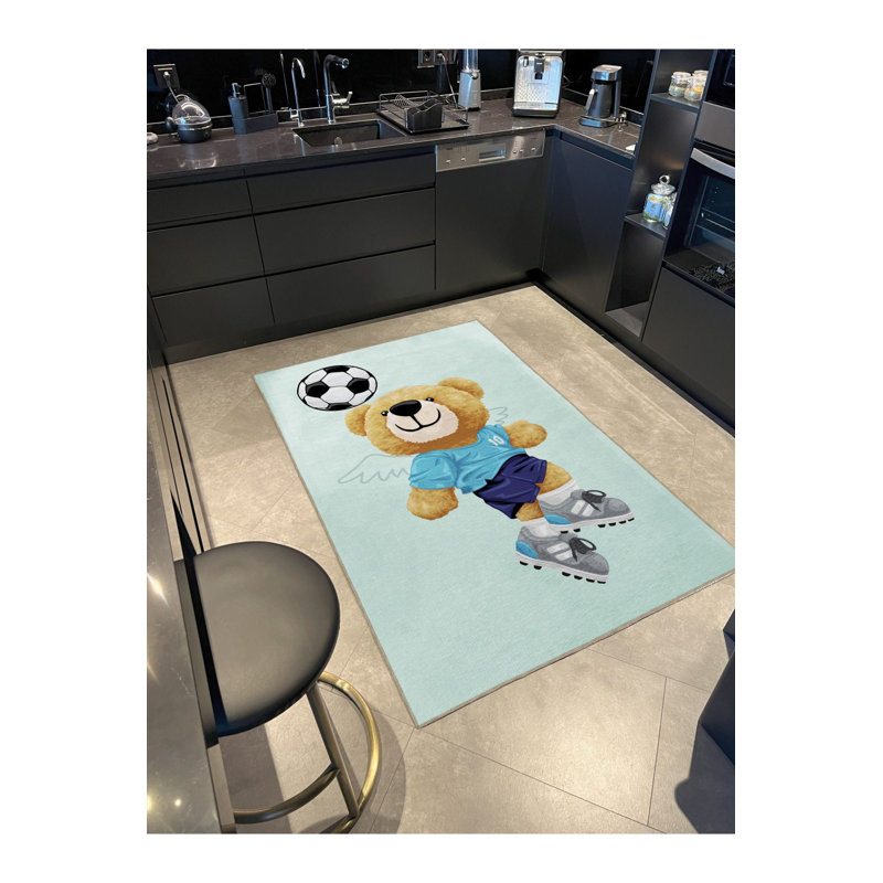 Tapis lavable décoratif bleu et bleu, Rectangle 3 pi 3 po x 4 pi 11 po