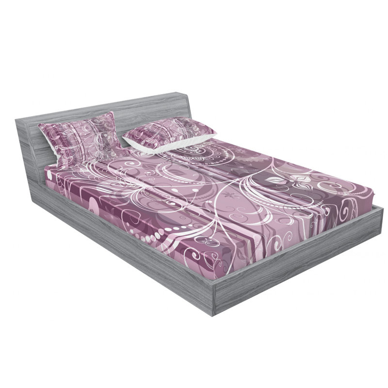 Microfiber Floral Sheet Set, Queen Sheet Set with Fitted Sheet