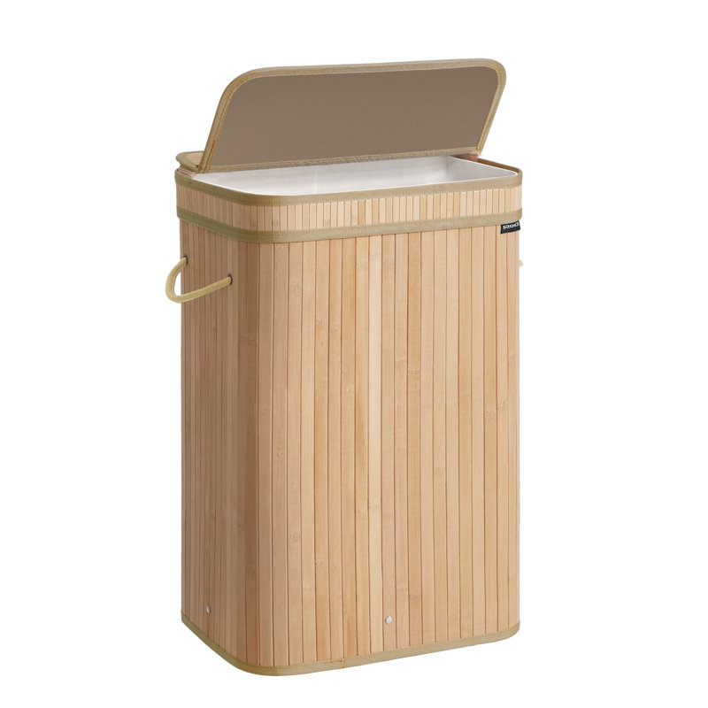 Bamboo Laundry Hamper with Handles, Natural, 61cm H x 42.5cm W x 31.5cm D