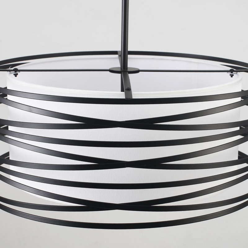 Lustre tambour à 5 lumières de style campagne moderne à intensité variable de 18,9 po pour la salle à manger et la chambre à coucher
