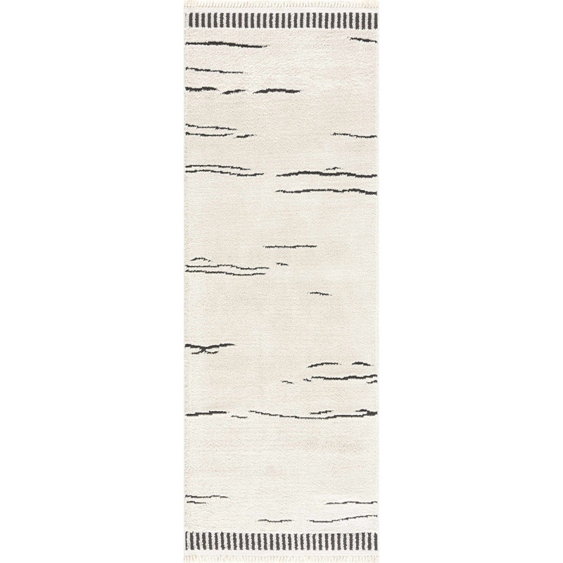 Tapis beige en polypropylène tissé à la machine Jedidja, Tapis de couloir 2 pi 7 po x 7 pi 3 po