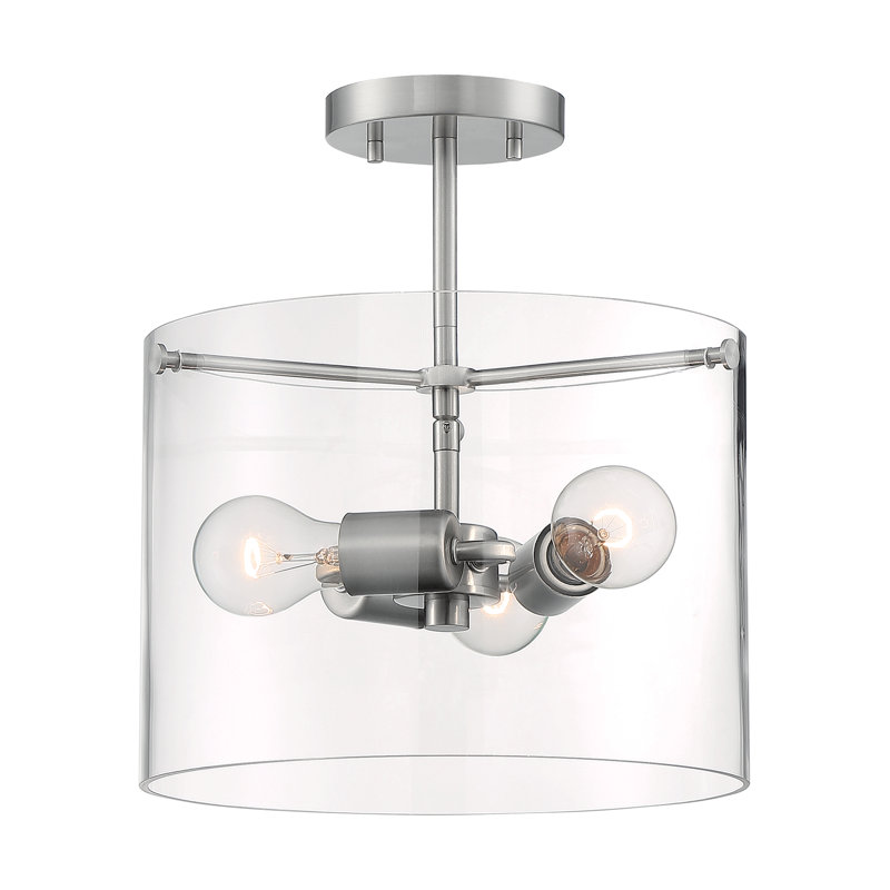 Barines Glass Semi Flush Mount, Brushed Nickel