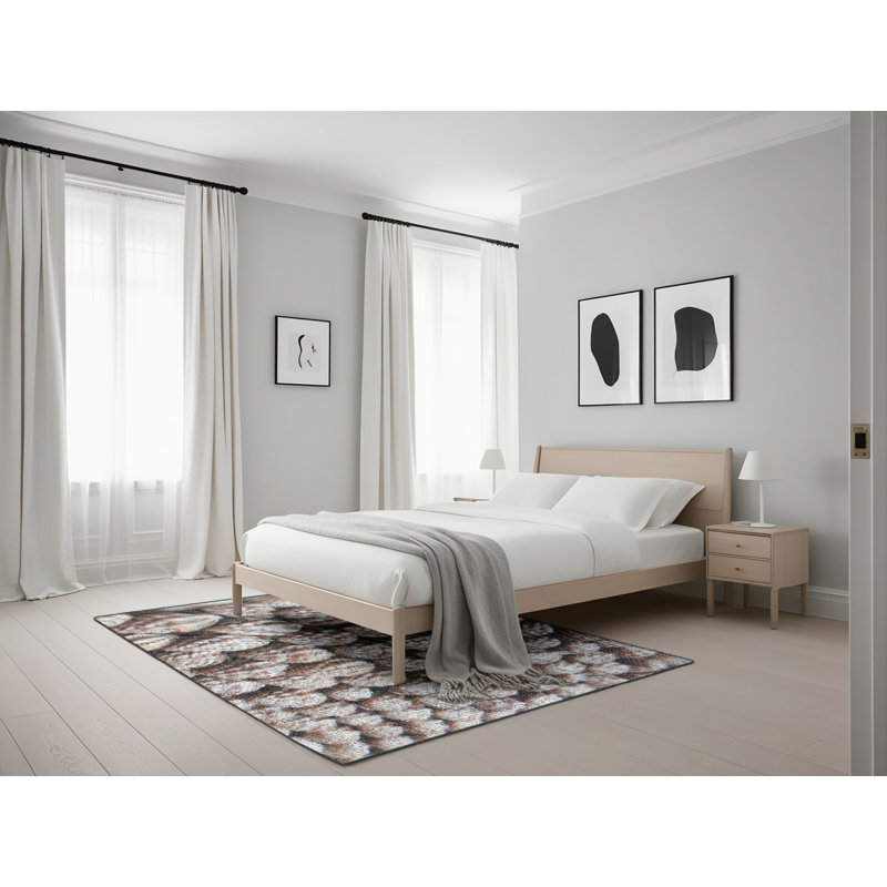 Tapis de zone brune à motifs, Rectangle 5 pi x 7 pi