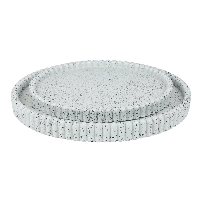 Ensemble de 2 plateaux à bijoux Opulence, Blanc moucheté, Abstrait