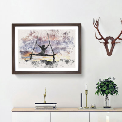Aerialist Gymnastics at Sunset Watercolour - Picture Frame Graphic Art Print