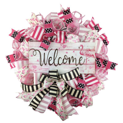 Couronne en maille 18 po Welcome Flamingo