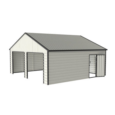 23FT X 22FT Double Garage Metal Shed With Side Entry Door