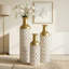 Vase de sol décoratif haut, ajouré et ajouré, en métal blanc doré, fabriqué à la main, lot de 3