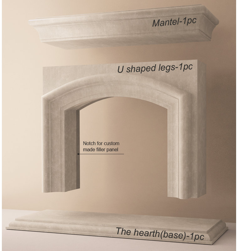 Vira Fireplace Surround, Travertine/Beige